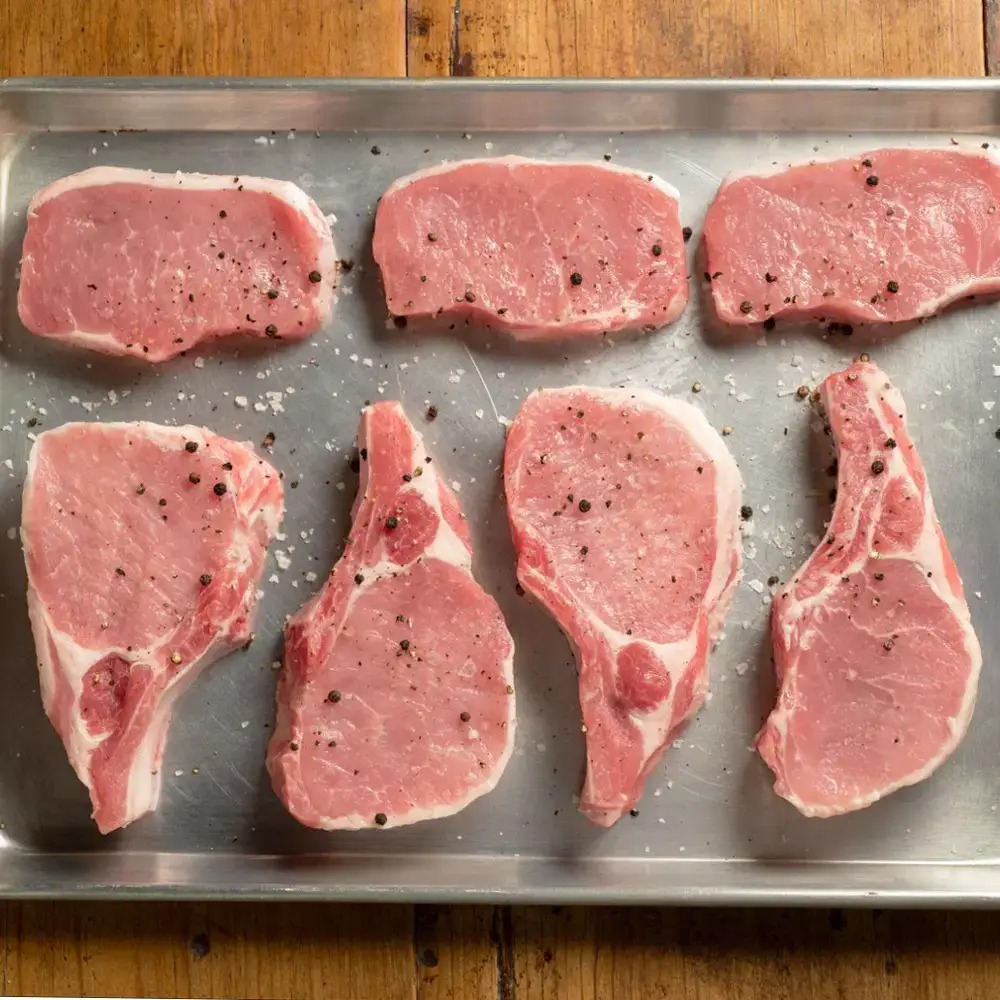 Heritage Duroc Pork 1 preparing pork chops to cook